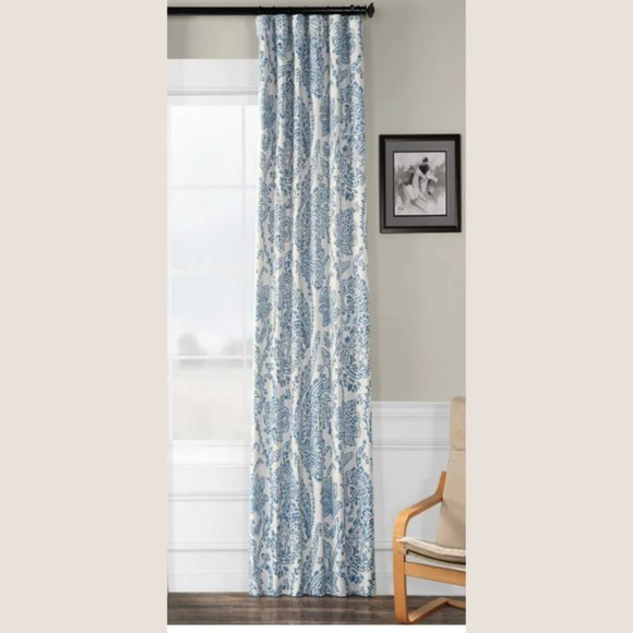 One Printed Blackout 50" x 120" Curtain Panel Blue - Picture 1 of 5